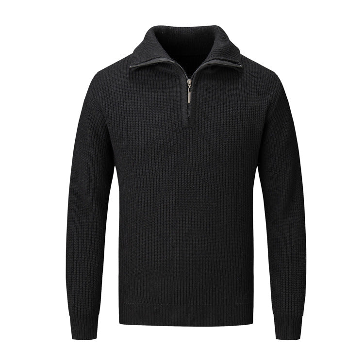 Herren Freizeitpullover mit halbem Reißverschluss und strukturiertem Strickmuster ModeGeist
