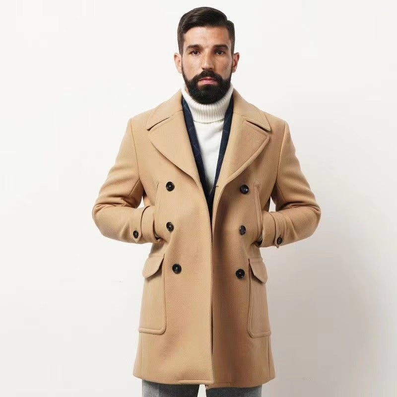 Herren modischer Doppeltbreasted Mantel mit praktischen Taschen ModeGeist