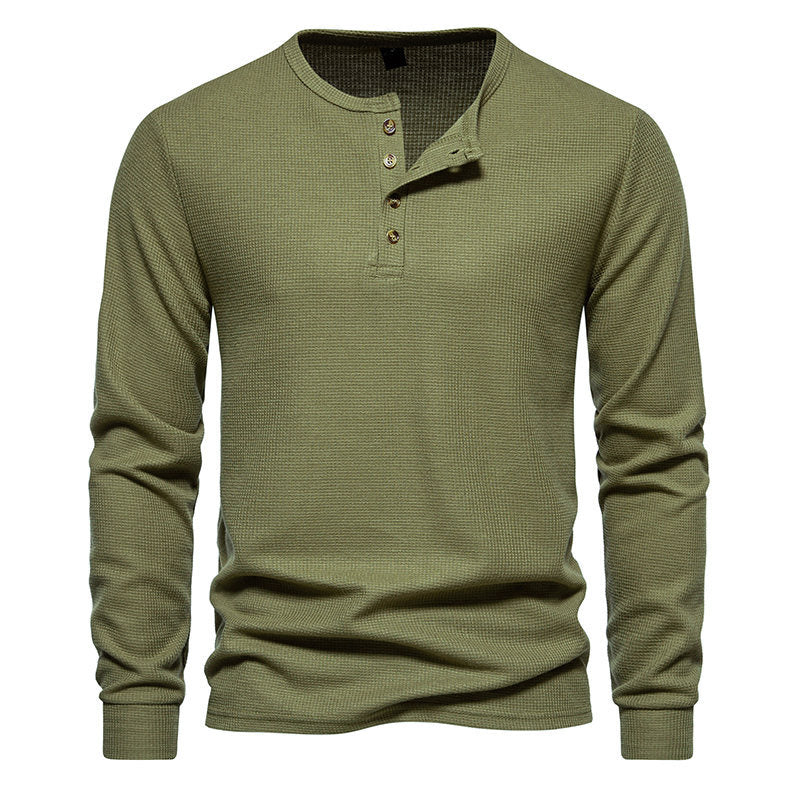Herren Langarmshirt mit Knopfleiste und strukturiertem Design ModeGeist
