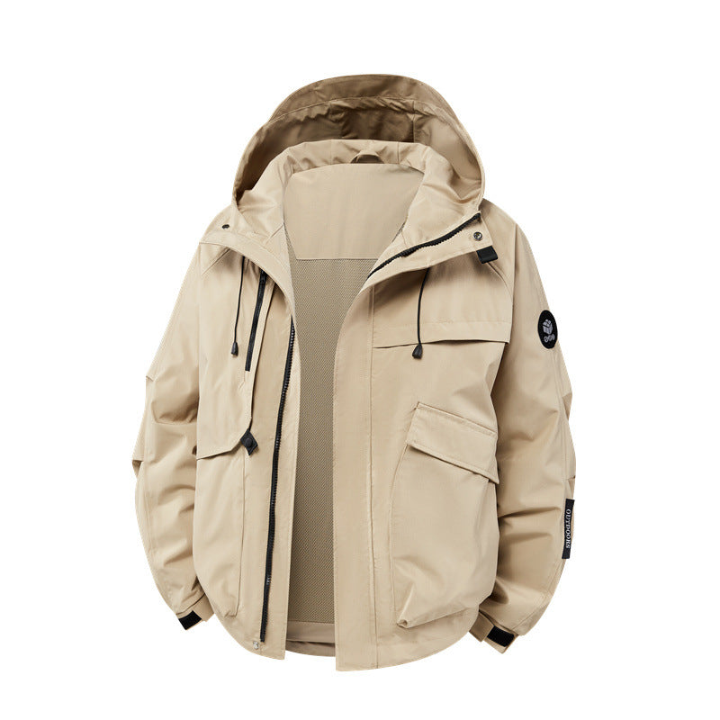 Herren technische Outdoor-Jacke mit Material und zahlreichen Reißverschlusstaschen ModeGeist