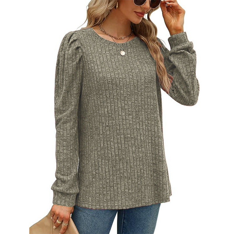 Damen stilvolles Pullover mit gerafften Ärmeln ModeGeist