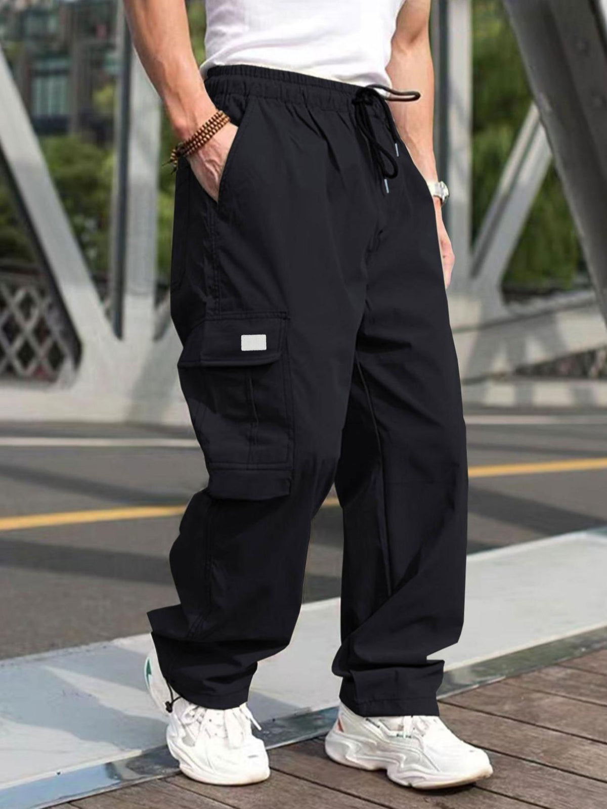 Herren lässige Cargo-Hose mit elastischem Bund und multifunktionalen Taschen ModeGeist