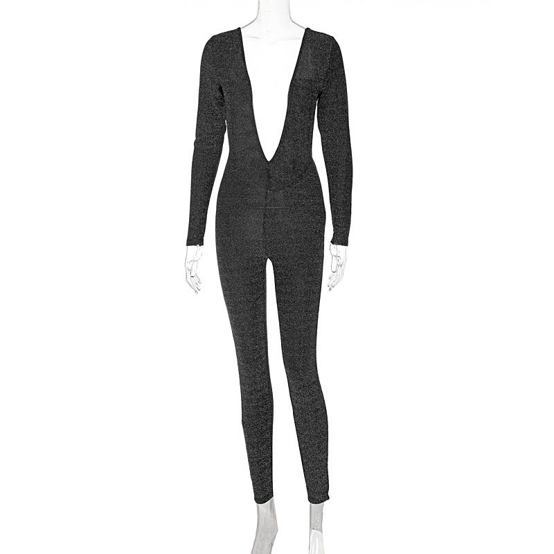Elegantes, figurbetontes Damen-Jumpsuit mit tiefem V-Ausschnitt von MODEGEIST