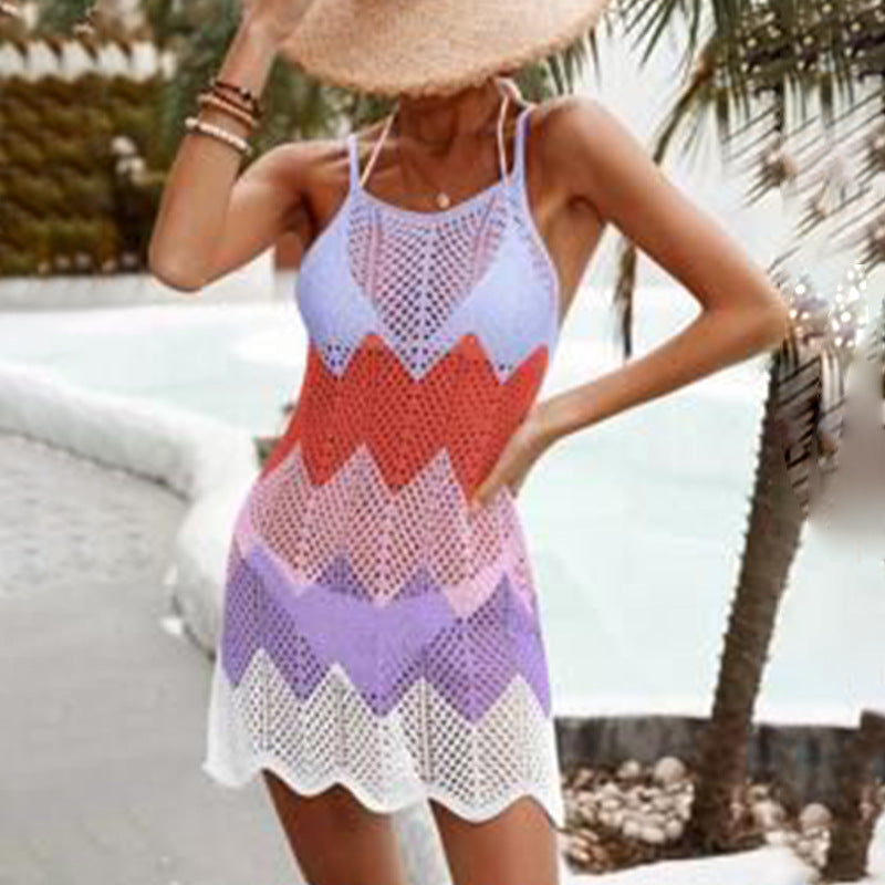 Modischer Boho Häkel-Strandkleid Badeanzug Überwurf für Damen