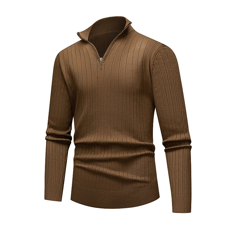 Herren hochwertiger Strickpullover mit modernem Stehkragen und Reißverschluss ModeGeist