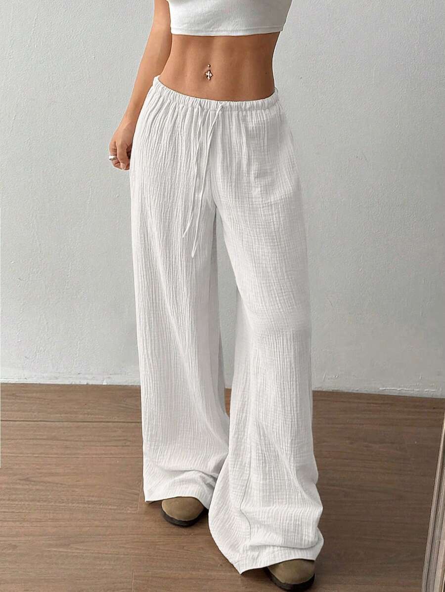 Damen Weite Sommerhose mit elastischem Bund und lockerem Schnitt ModeGeist