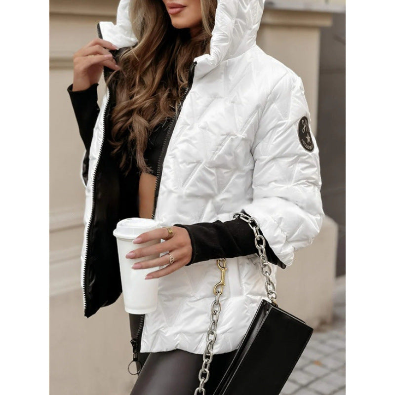 Damen Steppjacke mit hohem Kragen und beschichtetem Obermaterial ModeGeist