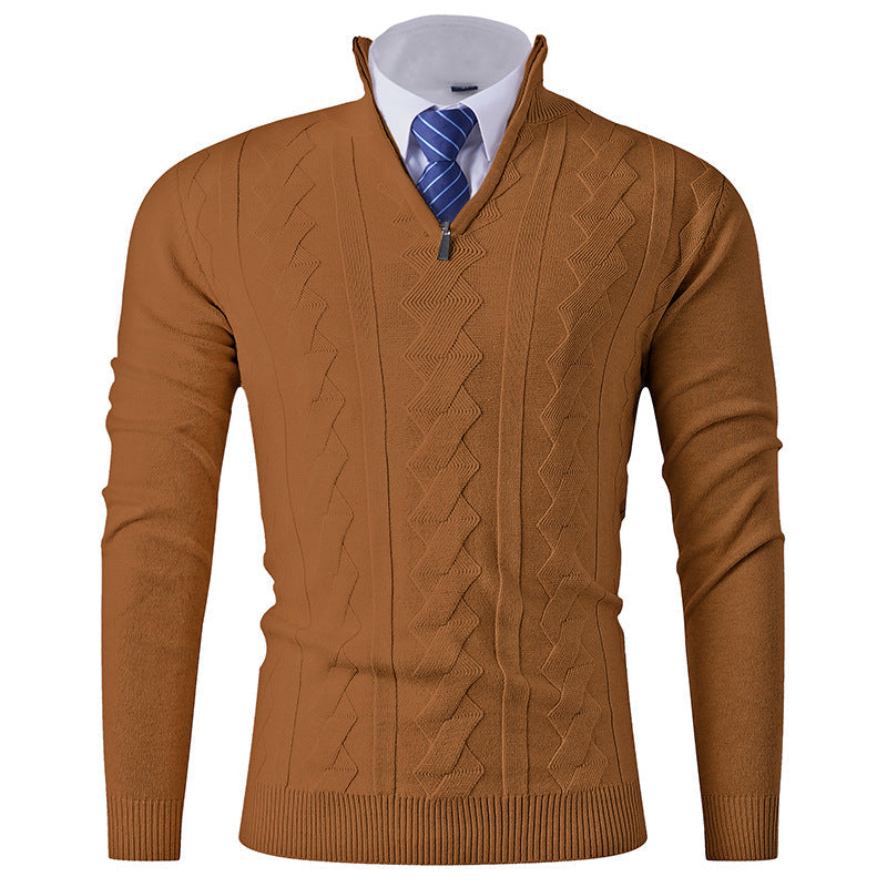 Herren eleganter Stehkragenpullover mit strukturiertem Zipper ModeGeist