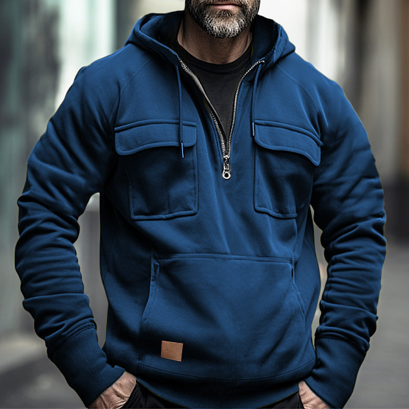Herren modische Kapuzenpullover mit praktischen Brusttaschen ModeGeist