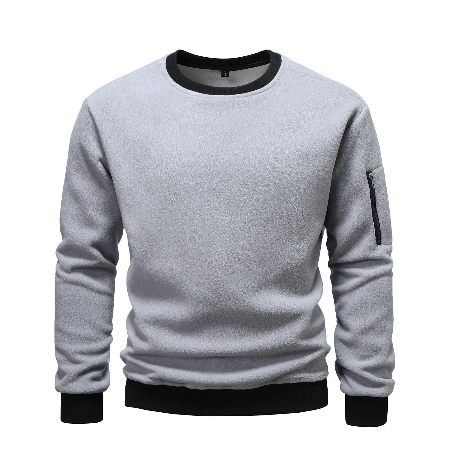 Herren kuscheliger Fleece-Pullover mit Reißverschlusstasche ModeGeist
