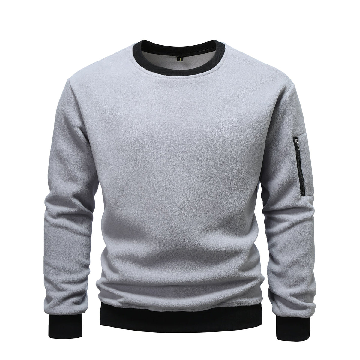 Herren kuscheliger Fleece-Pullover mit Reißverschlusstasche ModeGeist