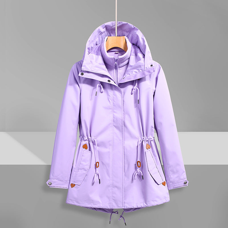Damen wasserfeste Übergangsjacke mit verstellbarem Kapuzensystem und praktischen Taschen ModeGeist