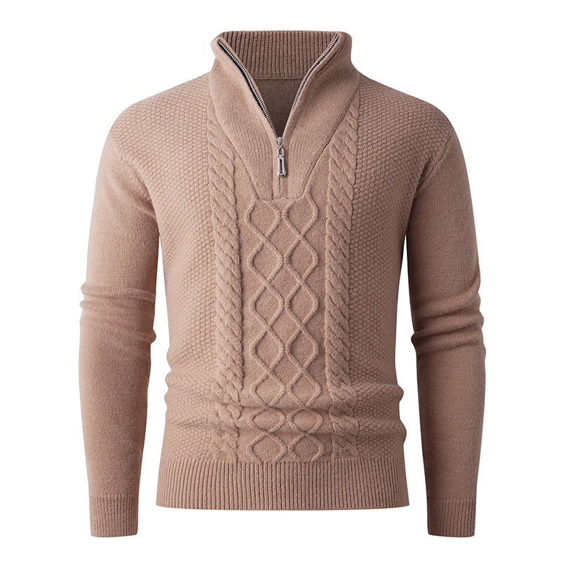 Herren Grobstrickpullover mit modernem Stehkragen und funktionalem Reißverschluss ModeGeist