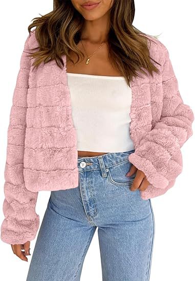Damen Flauschige Kurzjacke im modernen Design ModeGeist