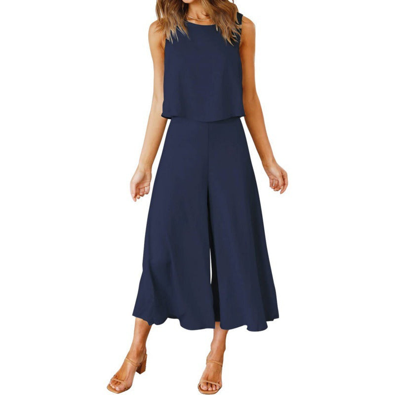 Damen Jumpsuit mit fließendem Schnitt und weitem Bein ModeGeist