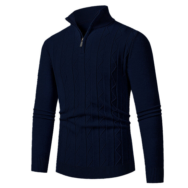 Herren Strickpullover mit stylischem Reißverschluss und Zopfmuster ModeGeist