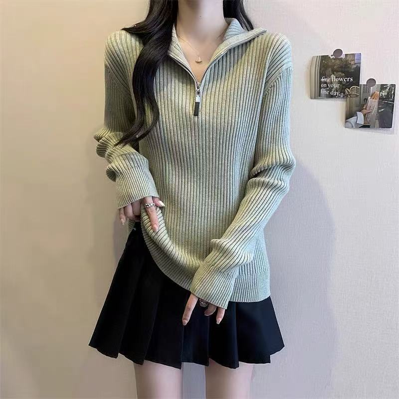 Damen Pullover mit Stehkragen und Reißverschluss ModeGeist
