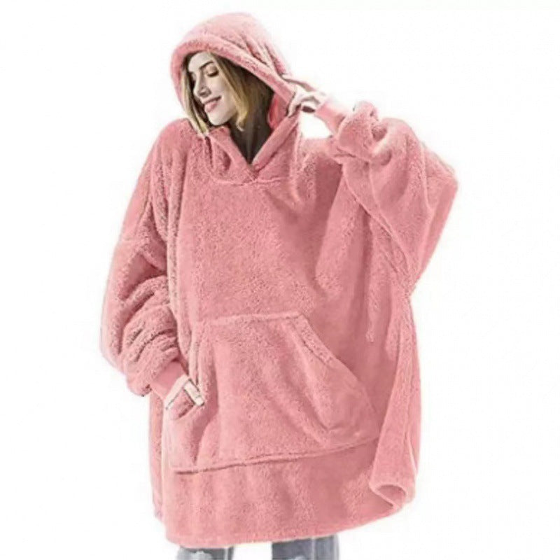 Damen oversize Fleece-Hoodie mit Kängurutasche und Kapuze ModeGeist
