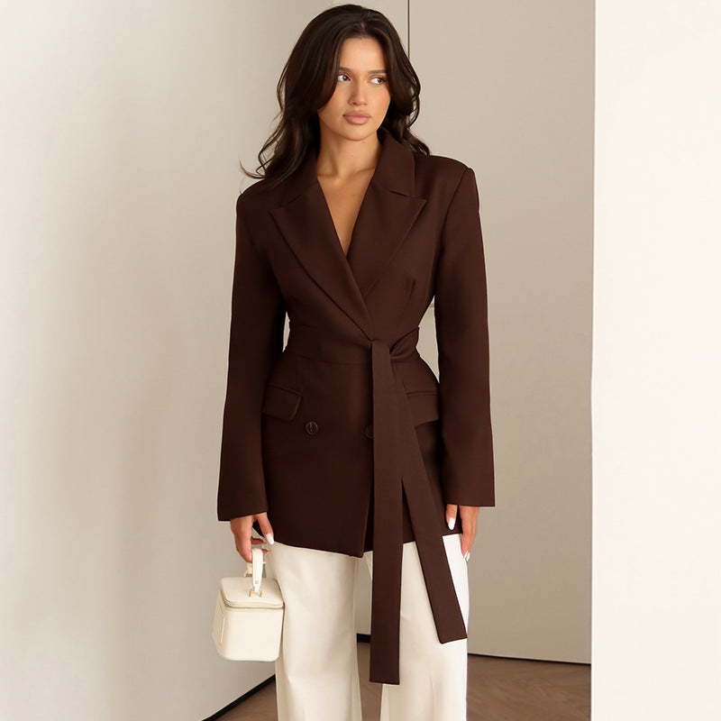 Damen eleganter taillierter Blazer mit Schal ModeGeist