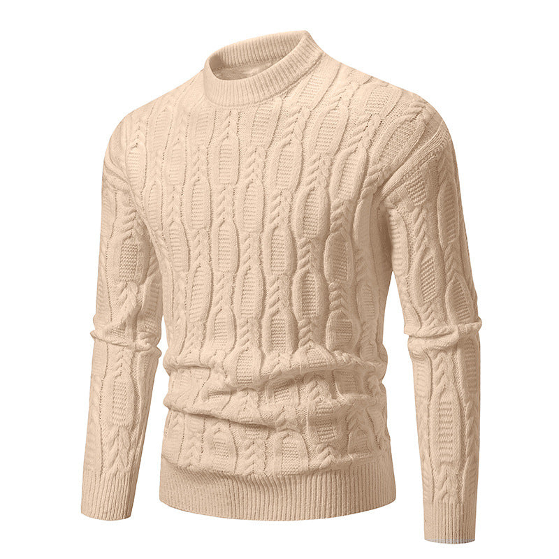 Herren Grobstrickpullover mit modernem Zopfmuster und Rundhalsausschnitt ModeGeist