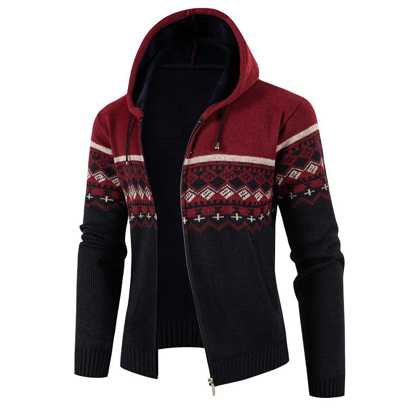 Herren Kapuzenpullover mit Norweger-Muster ModeGeist