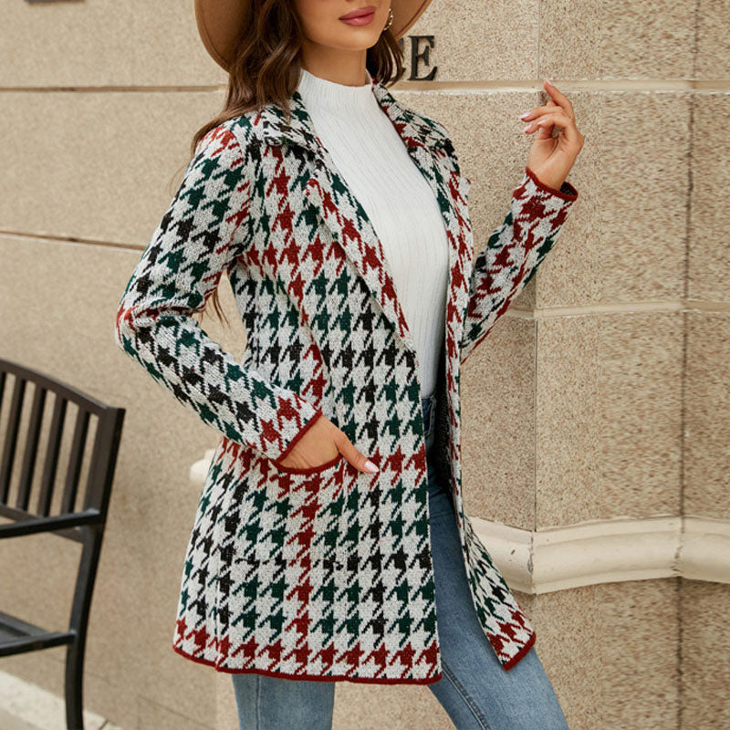 ModeGeist | Jacke mit Karomuster Klassischer Schnitt Struktur und Statement