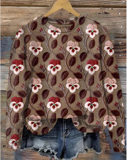 ModeGeist | Lässiger Pullover mit Blumenmuster