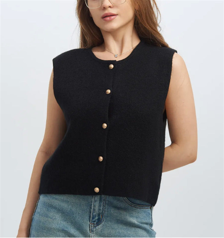 Damen Strickweste mit edlen Knöpfen ModeGeist