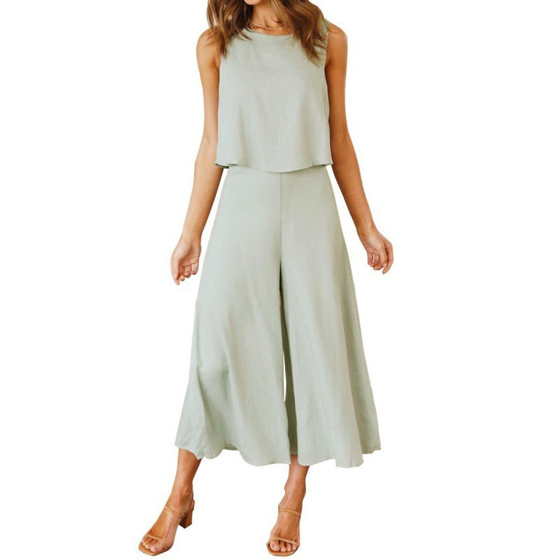 Damen Jumpsuit mit fließendem Schnitt und weitem Bein ModeGeist