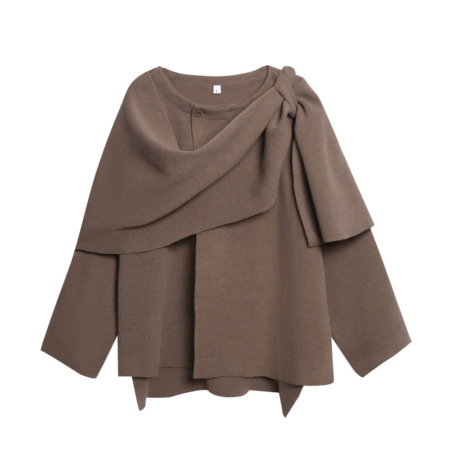 Damen gemütlicher Strickponcho mit raffinierten Drapierungen ModeGeist