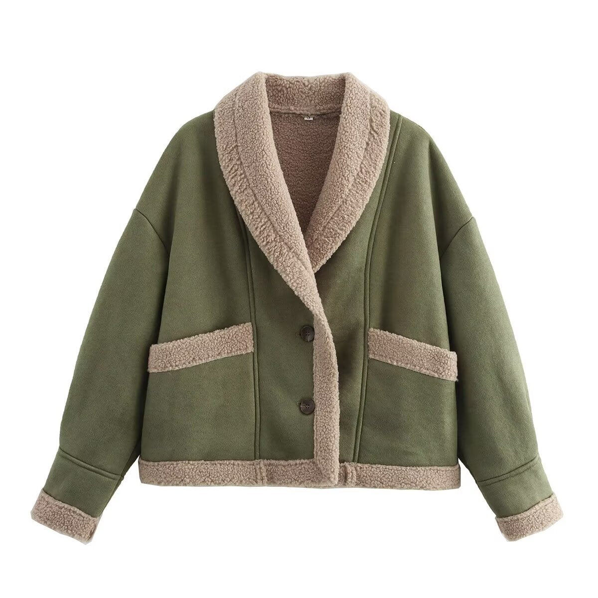 Damen kuschelige Oversized-Jacke mit elegantem Schalkragen und praktischen Taschen ModeGeist
