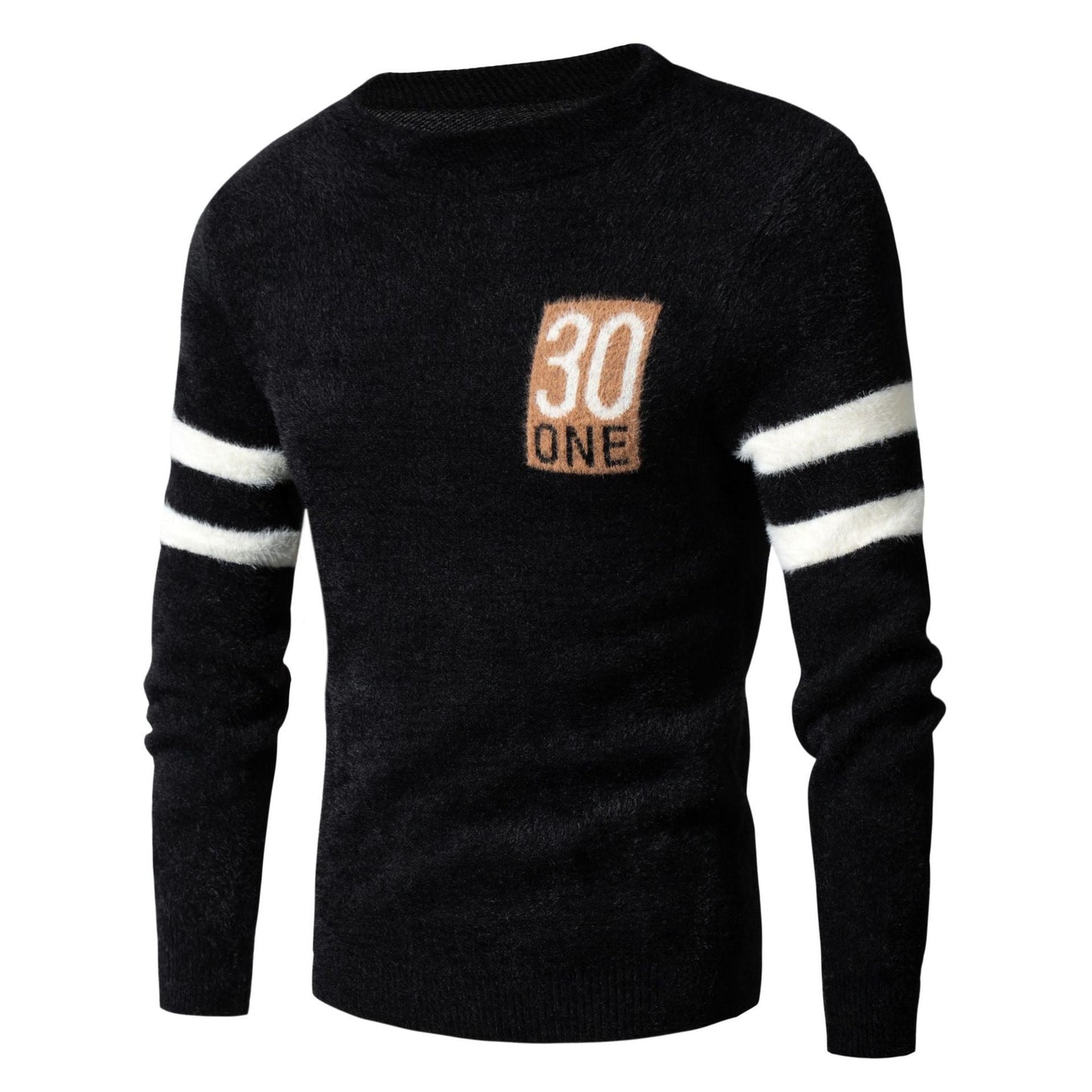 Herren Sportlicher Wollpullover mit strukturiertem Logo ModeGeist
