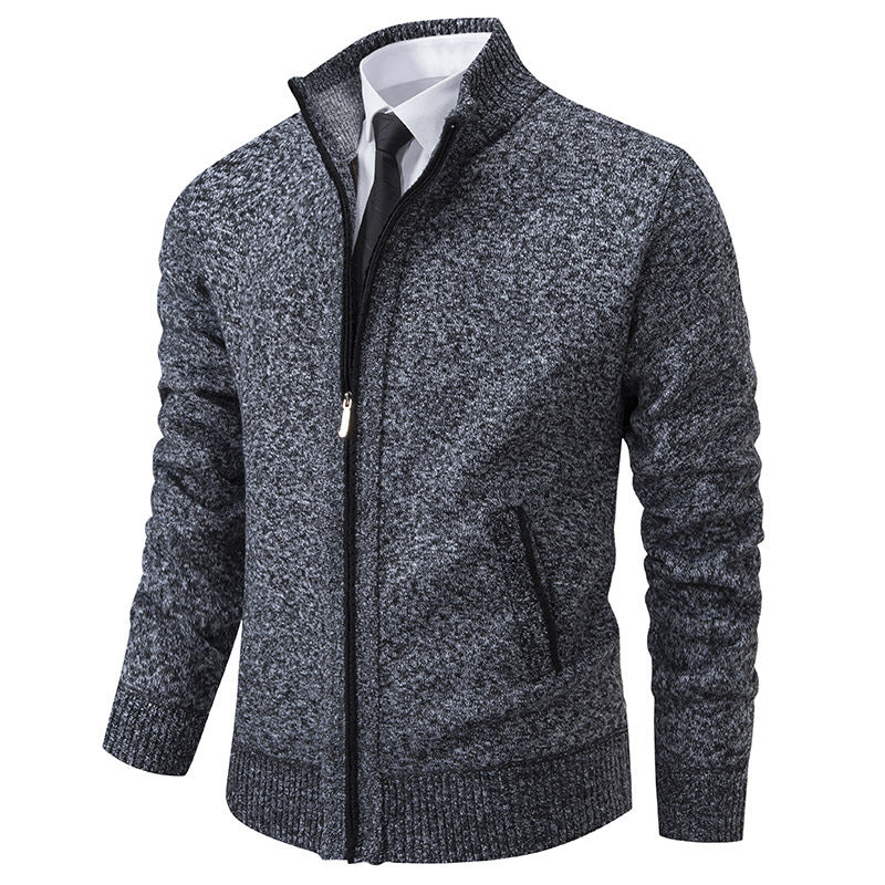 Herren sportliche Strickjacke mit Stehkragen und Reißverschluss ModeGeist