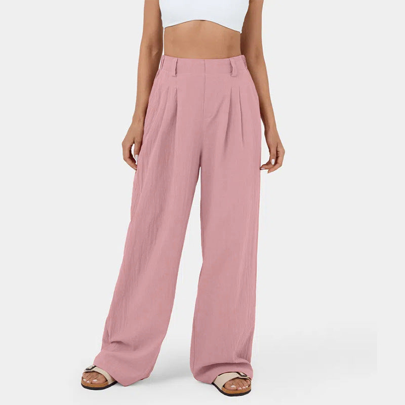Damen Weite Chinohose mit elegantem Faltenwurf und seitlichen Taschen ModeGeist