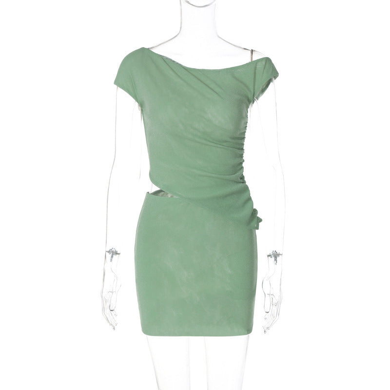 Schulterfreies Wickel-Minikleid für Damen mit figurbetonter Silhouette und elegantem Design