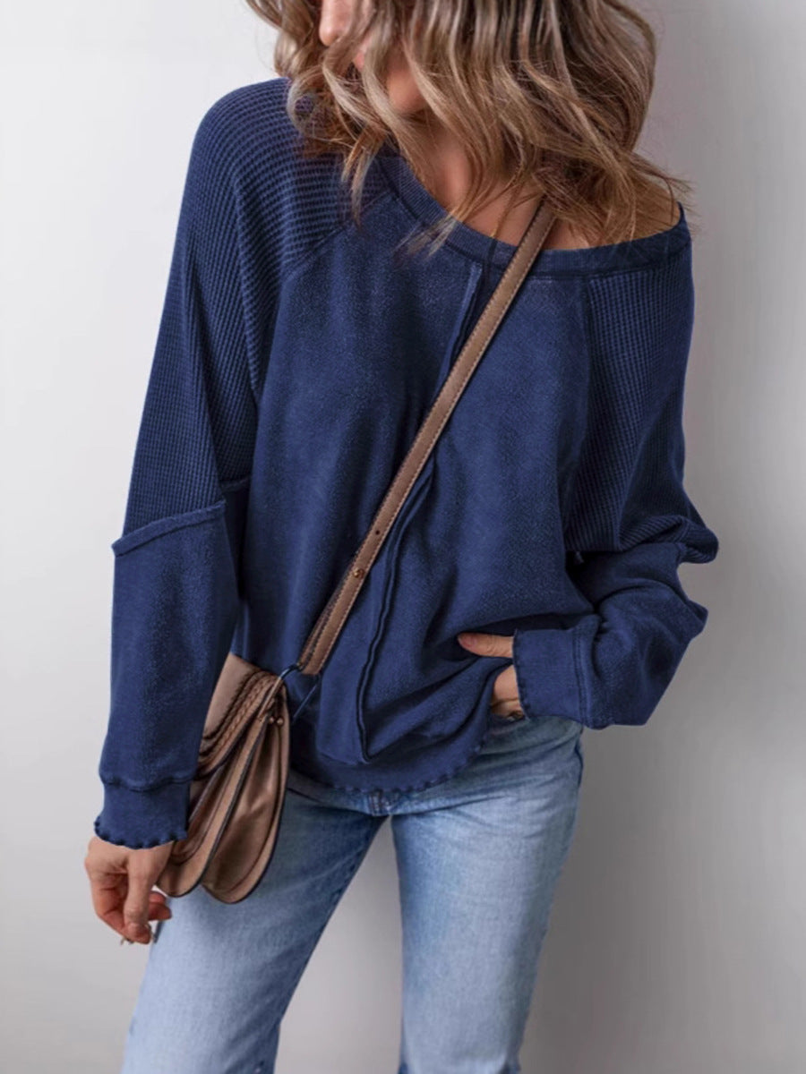 Damen lässiger Pullover mit weitem Ausschnitt ModeGeist