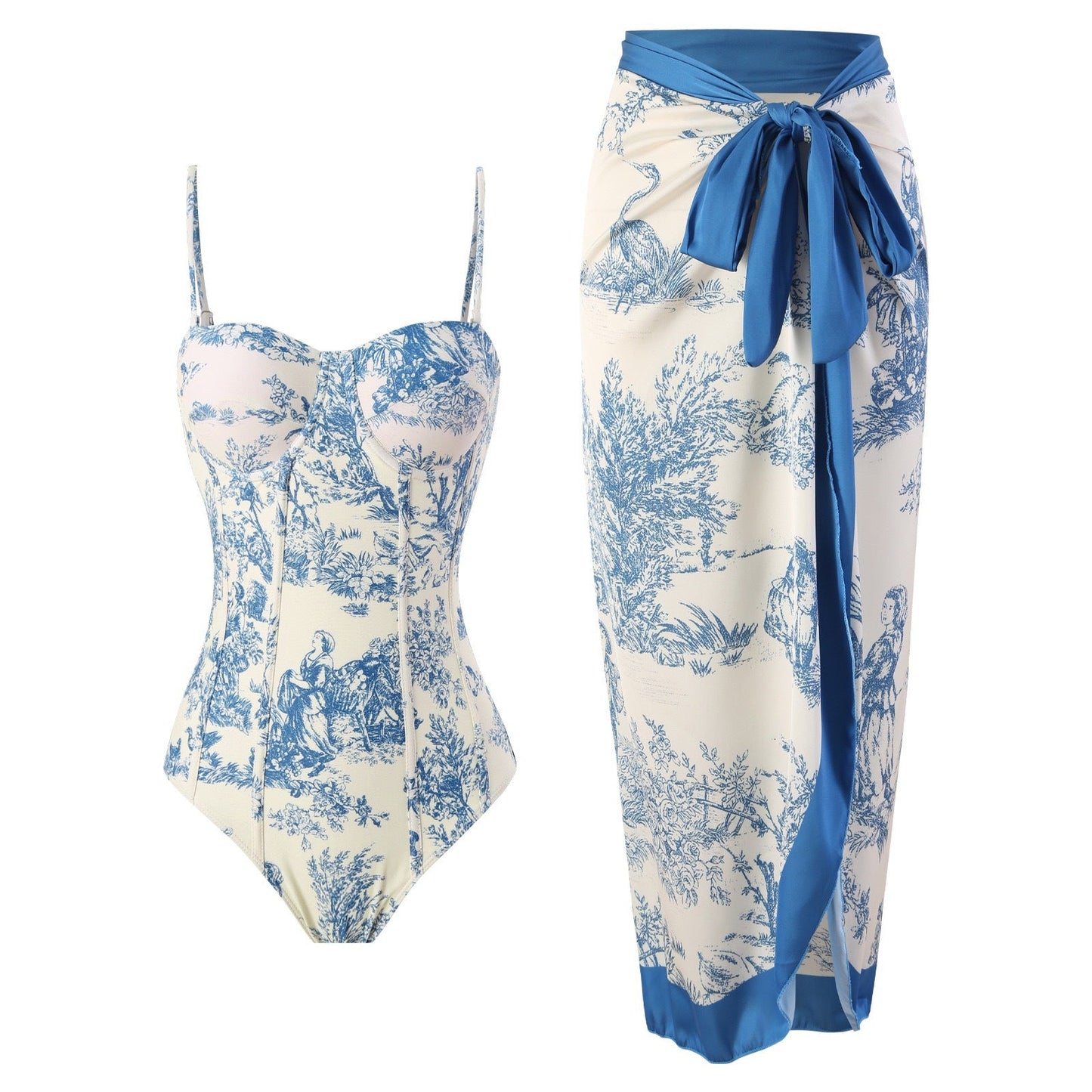 Elegantes Damen Badeanzug-Set mit Wickelrock von MODEGEIST