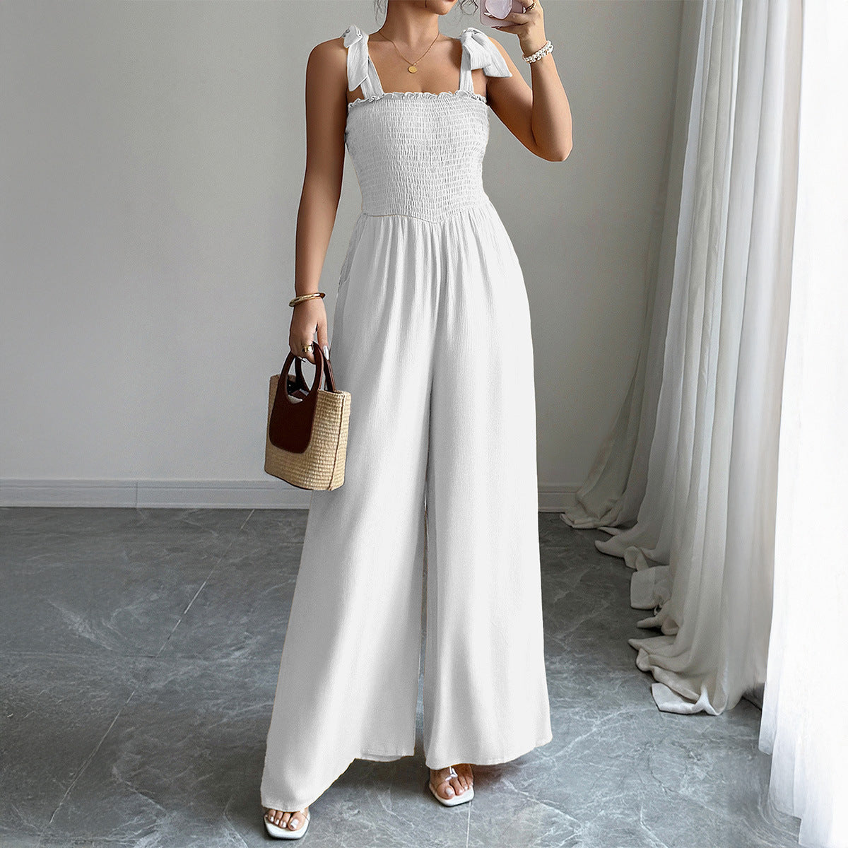 Modegeist Damen Jumpsuit mit Rüschen und elastischem Bund