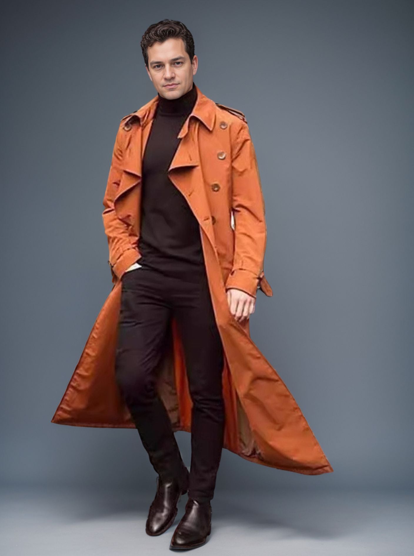 Herren Langer Trenchcoat ModeGeist