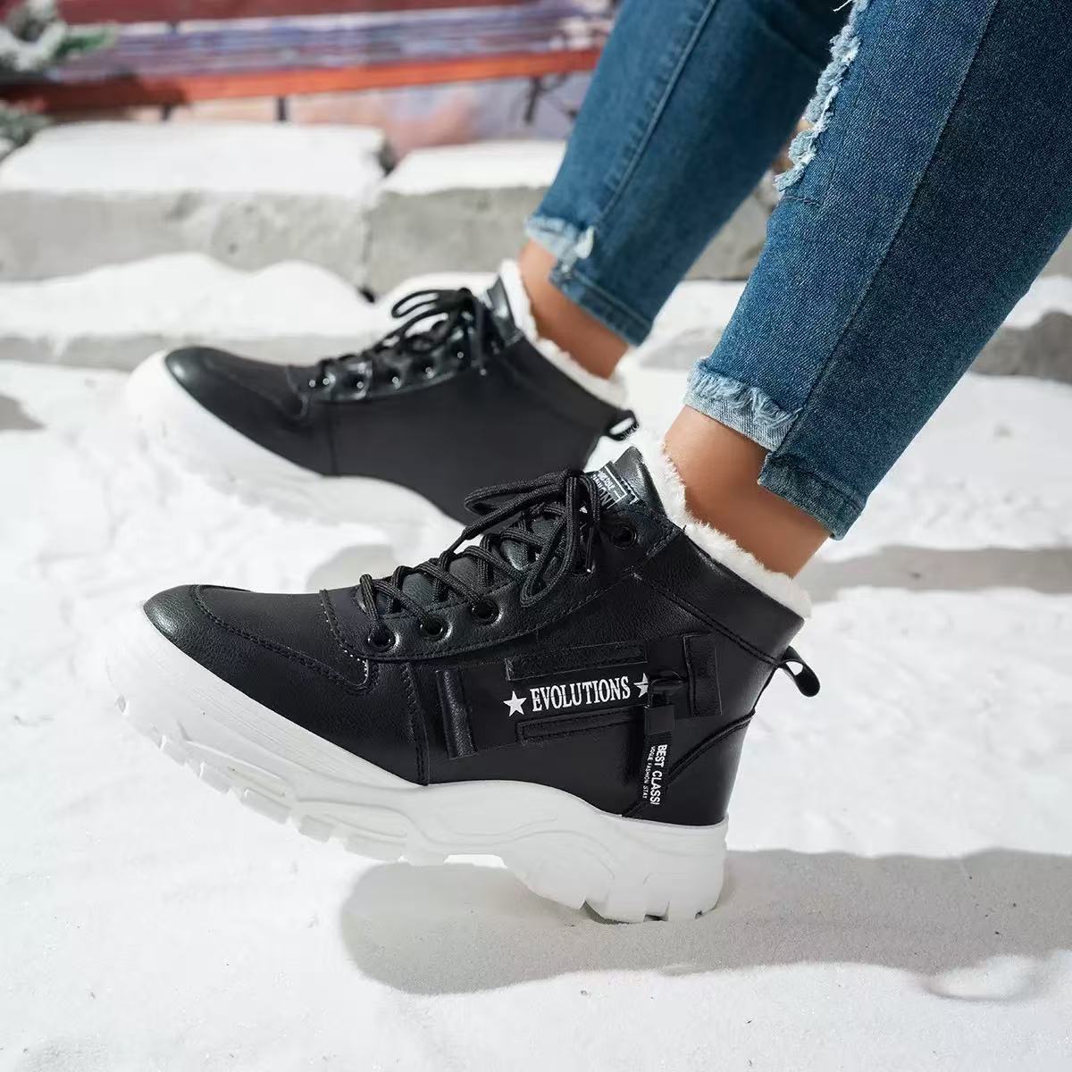 Damen gefütterte High-Top Sneakers mit rutschfester Sohle und modischem Design ModeGeist
