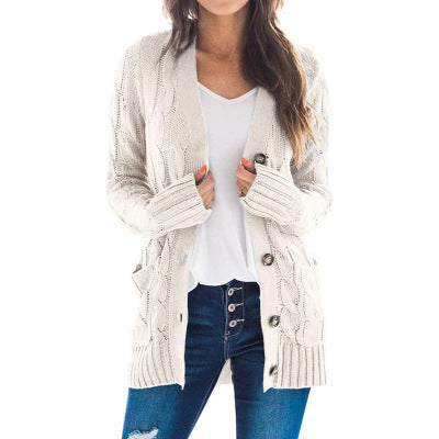Damen Strickjacke mit Zopfmuster und praktischen Taschen ModeGeist