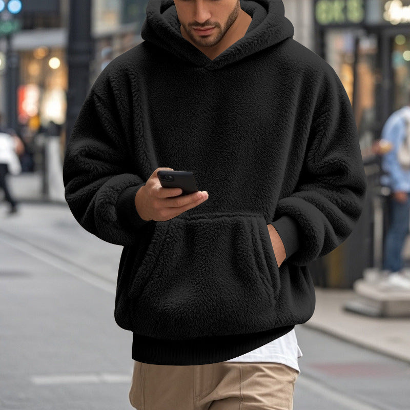 Herren übergroßer Fleece-Hoodie mit Kängurutasche und gemütlichem Schnitt ModeGeist