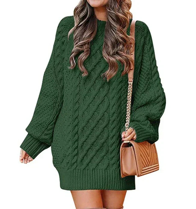 ModeGeist | Gestricktes Damen Mini Pullover Kleid mit Langen Ärmeln