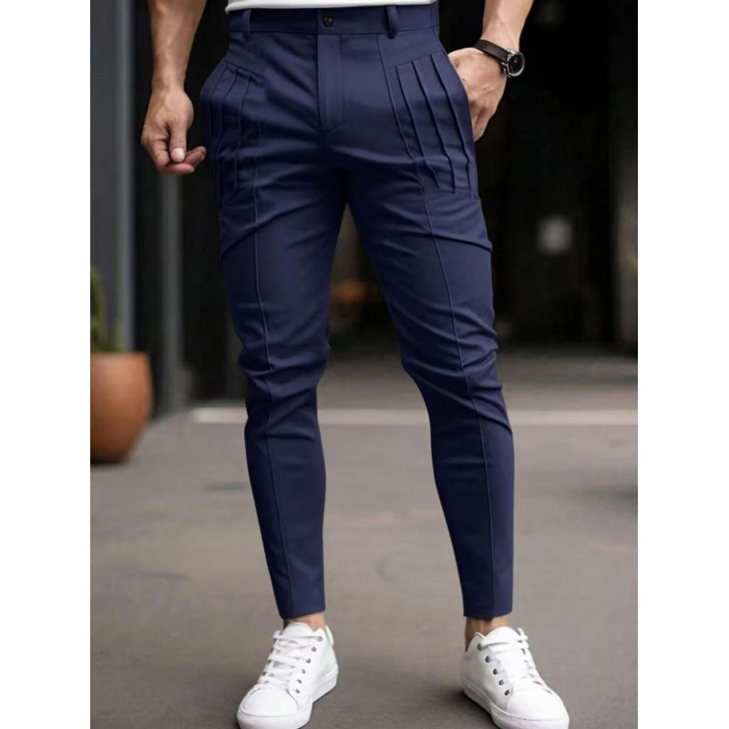 Herren stylische Slim-Fit Anzughose mit plissiertem Design ModeGeist