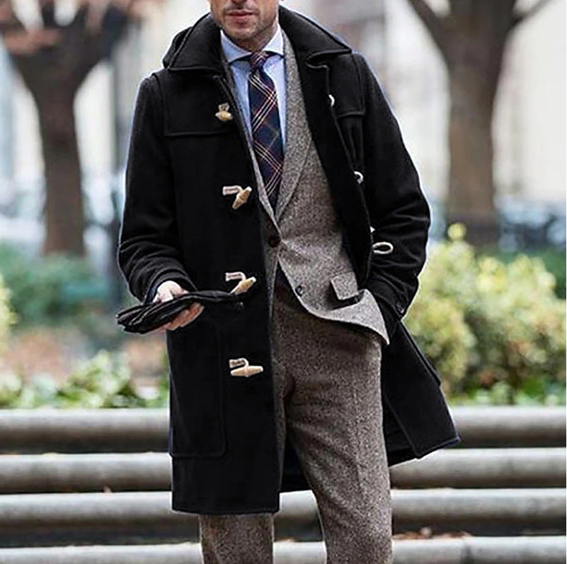 Herren stilvoller Dufflecoat aus hochwertiger Wolle mit Kapuze und praktischen Knöpfen ModeGeist