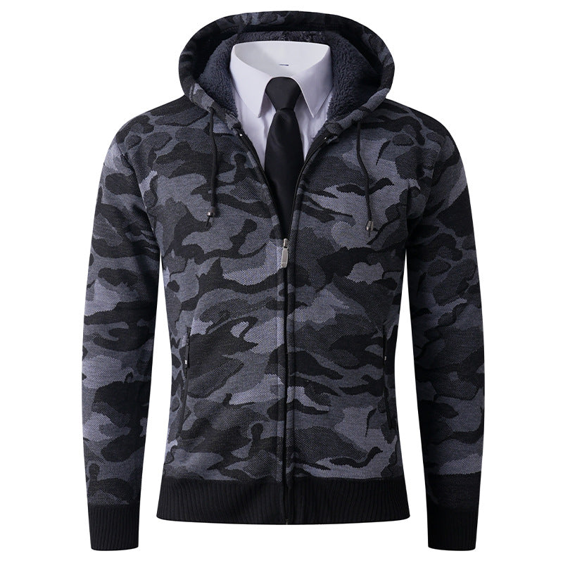 Herren modischer Hoodie mit gefütterter Kapuze und kräftigem Camouflage-Muster ModeGeist