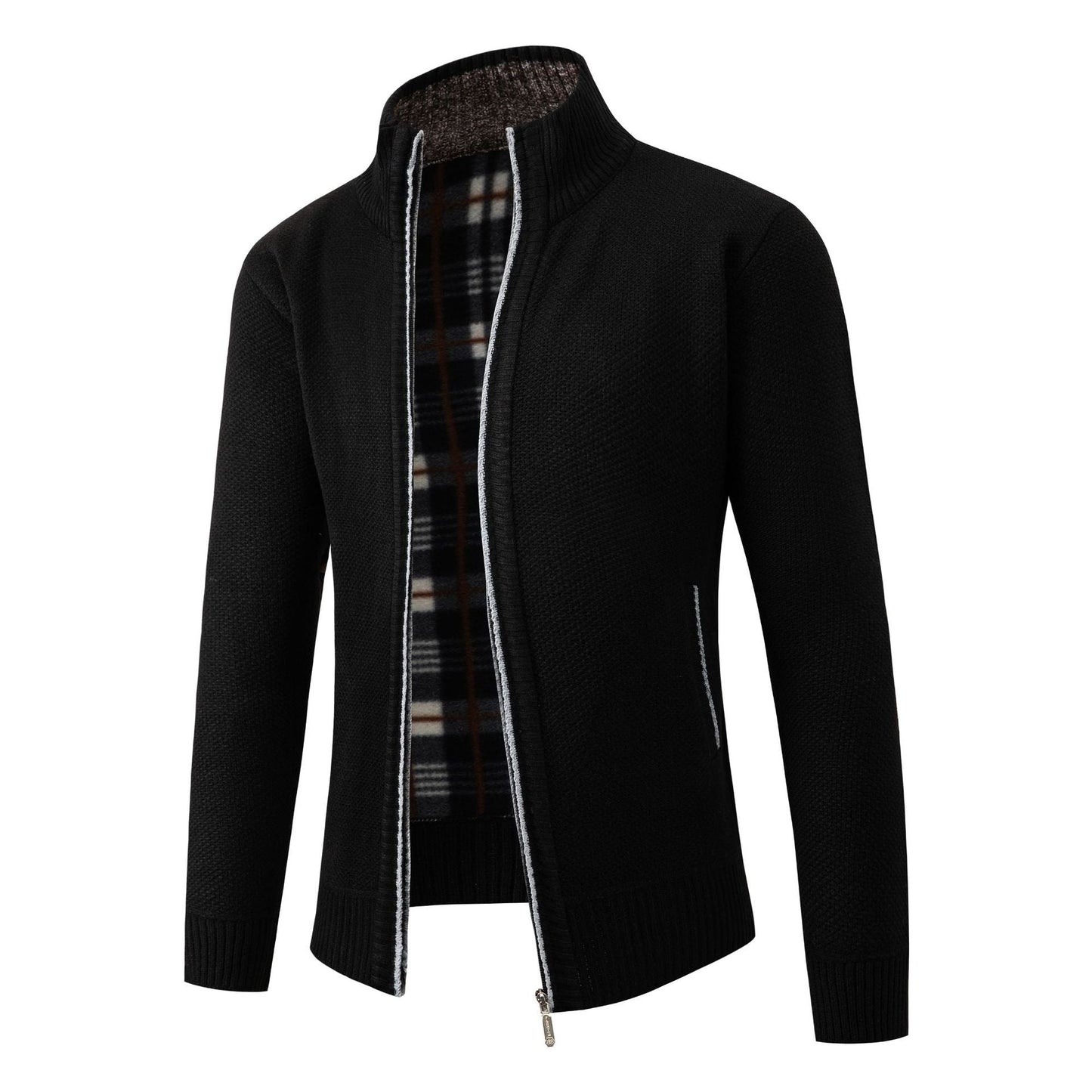 Herren Strickjacke mit modernem Stehkragen und klassischem Innenfutter ModeGeist