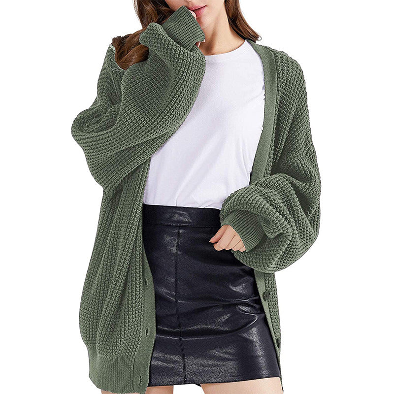 Damen Grober Strickcardigan mit offenem Design und lässigem Schnitt ModeGeist