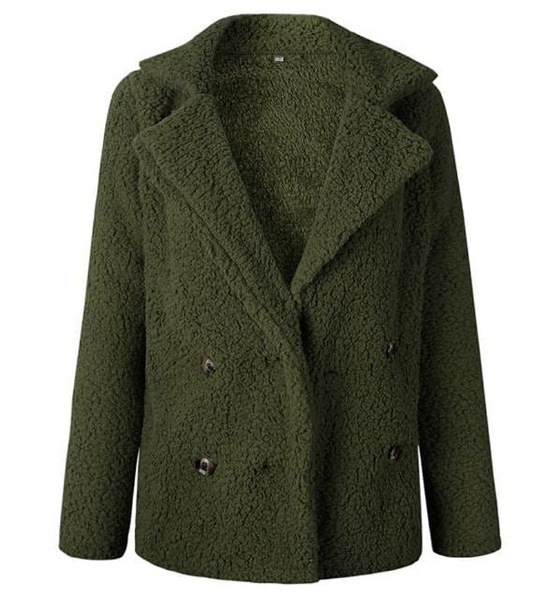 Damen Flauschiger Doppelreiher Blazer aus Kunstfell ModeGeist