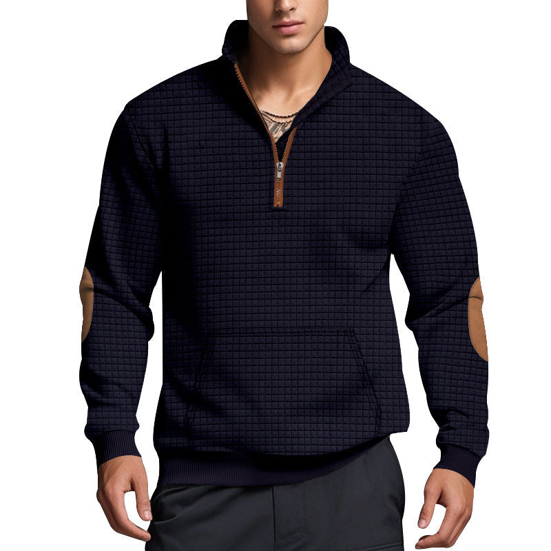Herren strukturierter Fleece-Pullover mit modischem Stehkragen ModeGeist